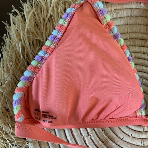 AERIE Terry Striped Triangle String Bikini Swim Top Large - Picture 9 of 13